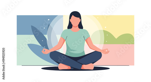 Woman Sitting in Meditation Posture.