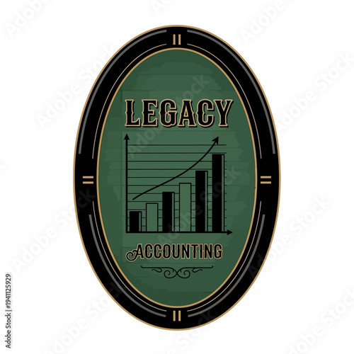 Accounting Business Legacy Emblem with Financial Growth Bar Chart