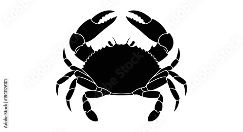 Black Crab Silhouette Isolated White.