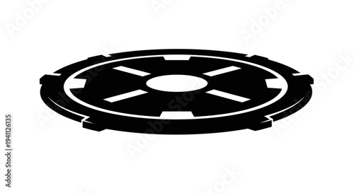 Black and white poker chip.