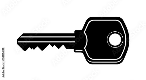 Black and white old key.