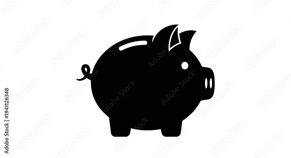 Obraz premium Black Pig Silhouette Icon.