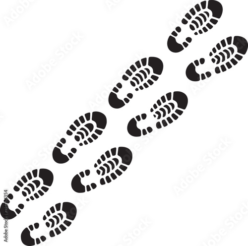 Up footprint trail of human, human footprints silhouette