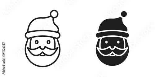 Santa Claus icon, line pictogram on white.