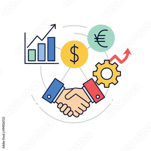 Business Deal Collaboration Partnership Financial Growth and Investment Concept with Handshake and Currency Symbols