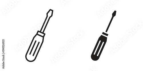 Screwdriver icon, line pictogram on white.