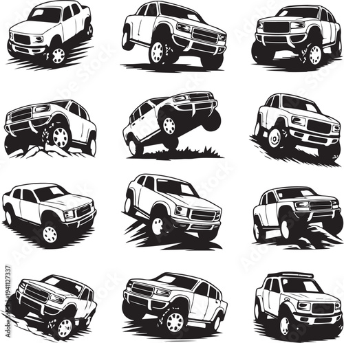 UTV offroading social club logo design vector mini set art