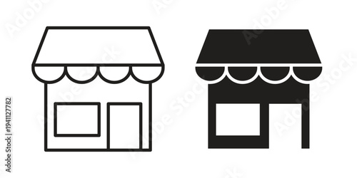 Shop icon, line pictogram on white.