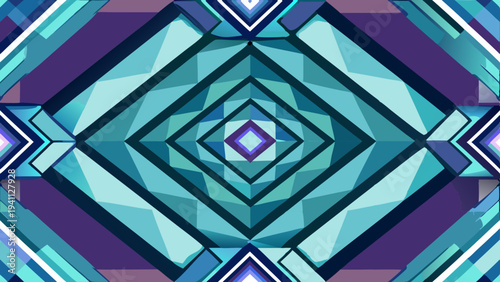 Abstract geometric pattern with concentric diamonds in cool tones