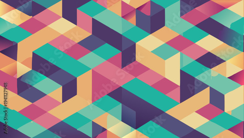 Colorful Geometric Pattern Background with 3D Cubes Effect