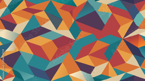 Abstract geometric background of low poly triangles with color