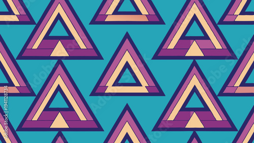 Geometric triangles seamless pattern in retro color style