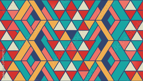 Colorful geometric pattern with triangles and parallel lines