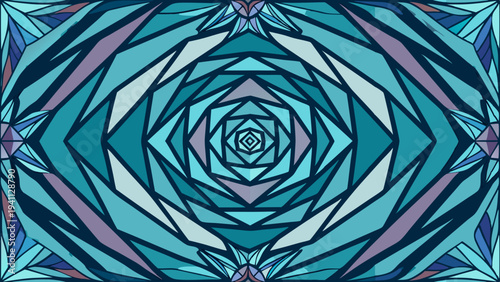 Geometric kaleidoscope background with blue and violet hues