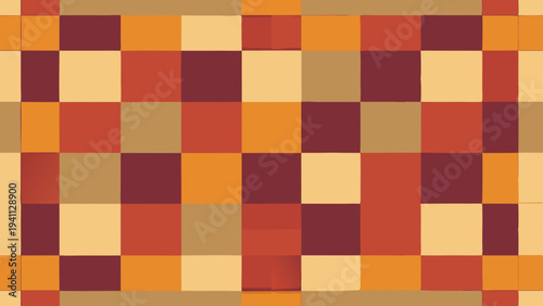 Warm hued square patterned background of autumnal colors