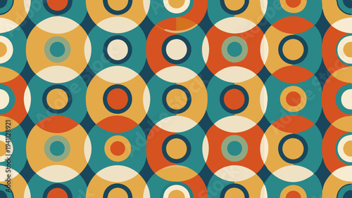 Retro overlapping circles creating a vibrant pattern design