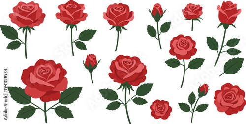 Seamless floral background featuring a beautiful pattern of red roses with green leaves and delicate blossoms for a romantic nature-inspired valentine gift
