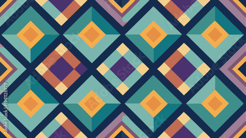 Abstract geometric seamless pattern with colorful diamond shapes