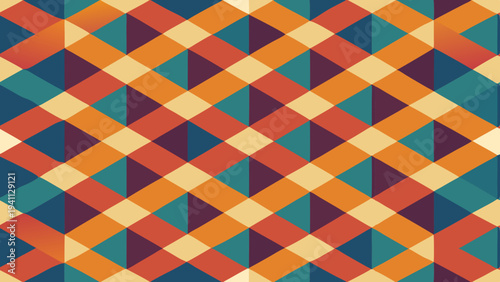 Retro geometric pattern with triangles and diamond shapes