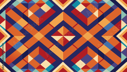Geometric pattern wallpaper with flat style and symmetry elements