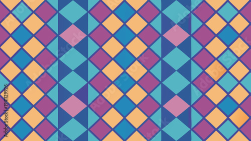 Geometric diamond pattern in cool and warm color scheme