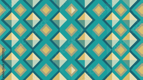 Diamond geometric pattern with neutral and turquoise shades