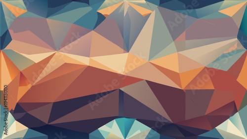 Abstract low poly background with warm and cool colors