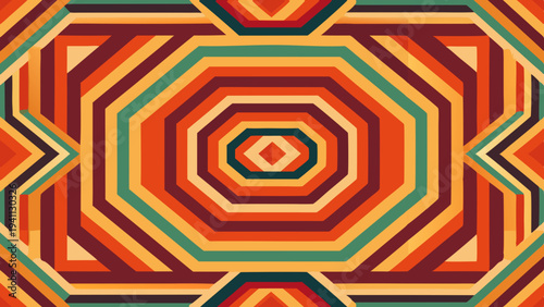 Geometric pattern with warm tones emanating from a central point
