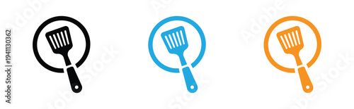 Simple black silhouette of a kitchen spatula a common cooking utensil. Collection of spatula silhouette icon set. cooking vector icons illustration. 
