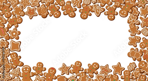 Christmas Gingerbread Cookie Border Frame with Copy Space - Festive Holiday Food