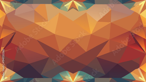 Abstract polygonal background with warm colors and symmetry