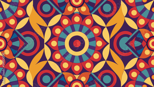 Colorful geometric pattern background with symmetrical and balanced design