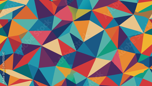 Abstract geometric triangle pattern in multiple bright bold colors