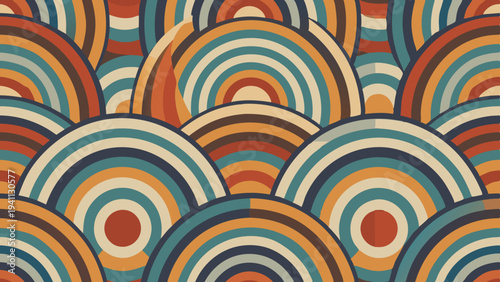Retro circles background in seventies inspired color palette