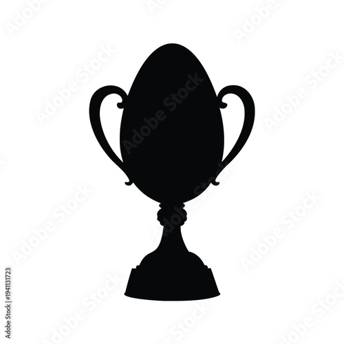 easter egg hunt prize silhouette vector illustration, Elegant trophy with handles and base silhouette vector illustration for awards and achievements