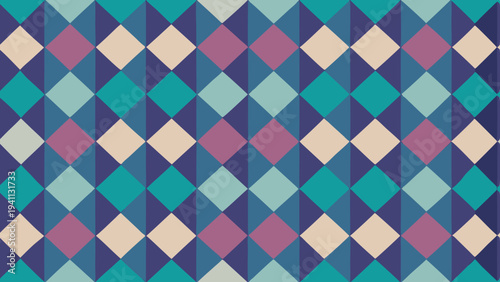 Geometric Diamond Pattern in Blue Purple and Beige Hues