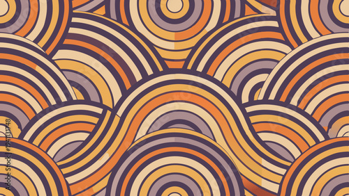 Abstract circular pattern with retro color scheme illustration