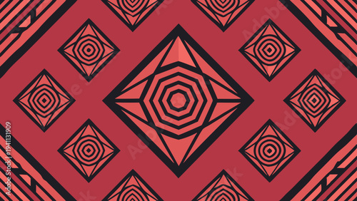 Geometric pattern in shades of red and black design