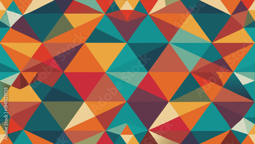 Colorful geometric triangle pattern with orange and teal shades