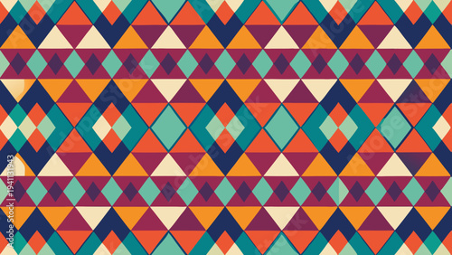 Colorful geometric pattern background with triangles and diamond shapes
