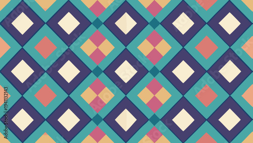 Retro Diamond Pattern: Geometric Design with Symmetrical Arrangement
