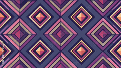 Geometric diamond pattern with a retro color scheme background