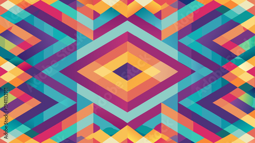 Geometric pattern background using bright gradient colors and lines