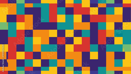 Abstract vibrant block pattern background with bright color scheme