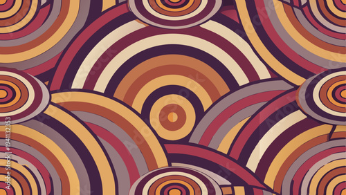 Abstract circles and arcs pattern with retro color scheme