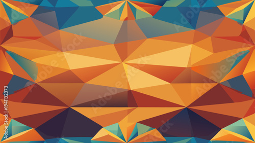 Geometric mosaic background with triangles in yellow and blue