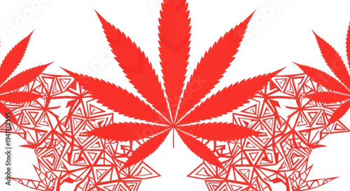 Red Cannabis Leaf Patterned Background