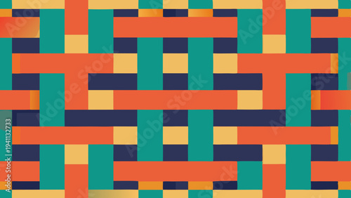Abstract geometric woven pattern with retro color scheme