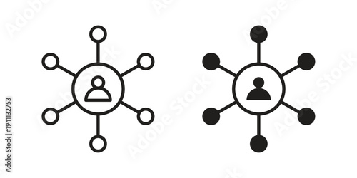 Affiliate marketing icon black, line, flat vector, isolated illustration.