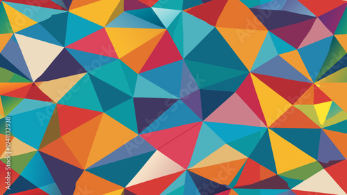 Vibrant geometric triangle background in warm and cool tones